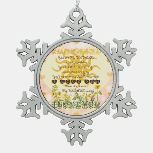 Je bent mijn zonnige hart tin sneeuwvlok ornament (Voorkant)