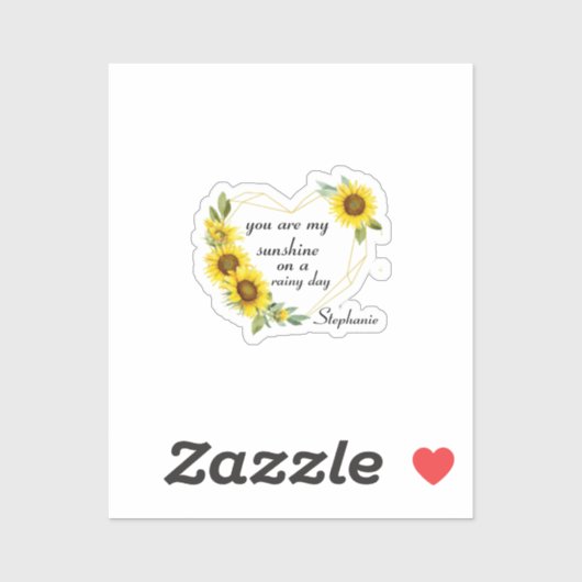 Je bent mijn zonnige hart zonnebloemen, liefde gez sticker (Vel)
