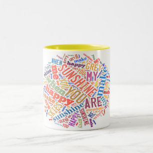 "Je bent mijn zonnige" Word Art over koffie-Mok Tweekleurige Koffiemok