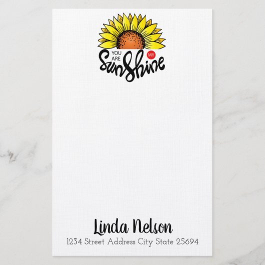 Je bent mijn zonnige zonnebloem op maat briefpapier (Voorkant)