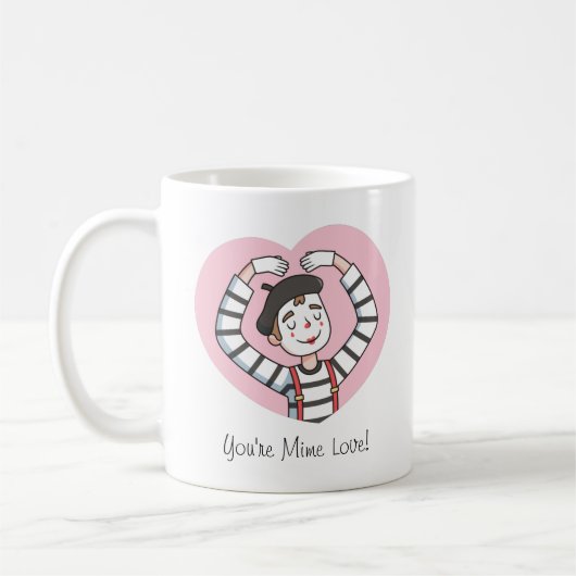 Je bent Mime Love, Mijn Love, Cute Valentijns Pun Koffiemok (Links)