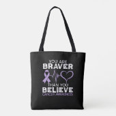 Je bent moediger dan je denkt dat kanker ondersteu tote bag (Achterkant)