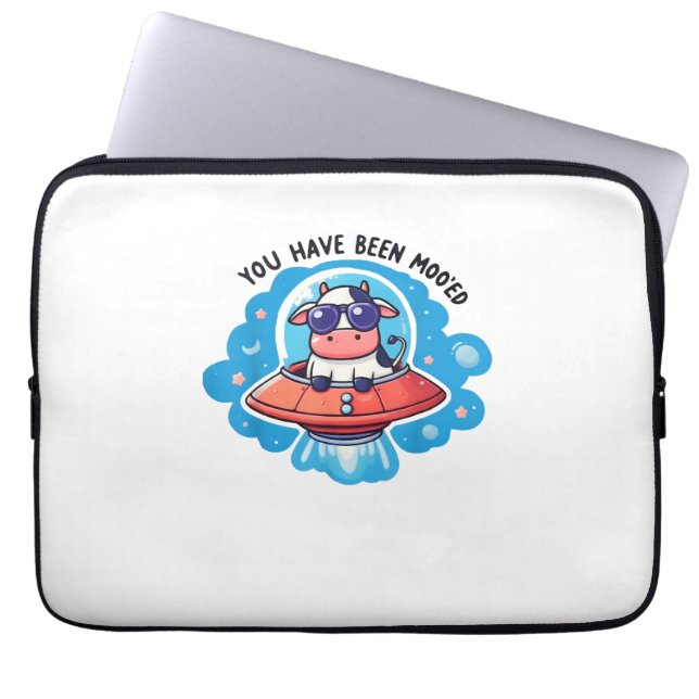 Je bent Moo'ed Mooed Koe Moo-Ed Space Funny Laptop Sleeve (Voorkant)