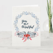 Je Bent Mooi - Blauwe Waterverf Bloemenkaart Kaart (Voorkant)