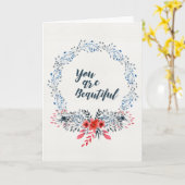 Je Bent Mooi - Blauwe Waterverf Bloemenkaart Kaart (Gele Bloem)