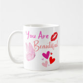 Je bent mooi, eigenwaarde mok, koffiekopje koffiemok (Links)
