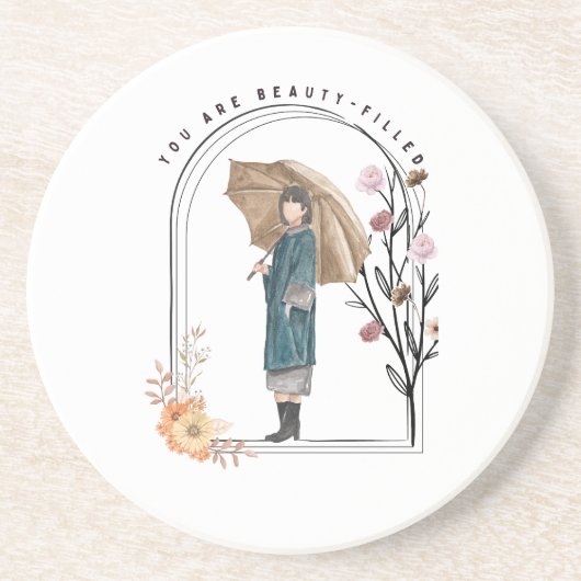 Je bent mooi gevuld zandsteen onderzetter (Voorkant)