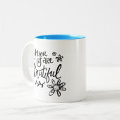 Je bent mooi, handig, hand-brieftering tweekleurige koffiemok (Voorkant links)