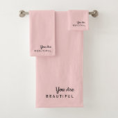 Je Bent Mooi Inspirerende Roze Handdoekenset Bad Handdoek (Insitu)