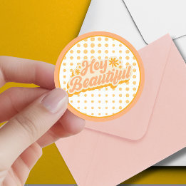 Je bent mooi jaren '60  Roze en Sinaasappel Ronde Sticker