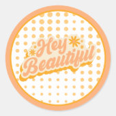 Je bent mooi jaren '60  Roze en Sinaasappel Ronde Sticker (Voorkant)