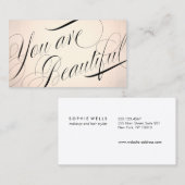 Je bent mooi kalligrafie Roos Gold Beauty Visitekaartje (Voorkant / Achterkant)