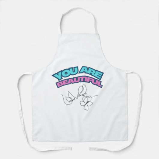 JE BENT MOOI met vlinderoutline stijl Schort (Voorkant)