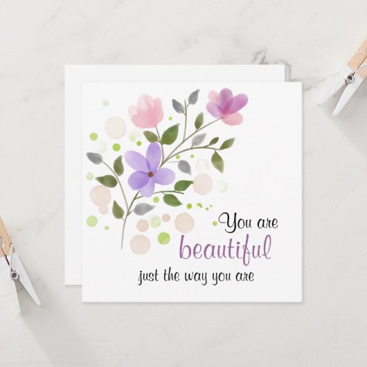 Je bent mooi, net zoals je citaat bent kaart (Voorkant / Achterkant in situ)