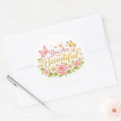 Je bent mooi  ronde sticker (Envelop)