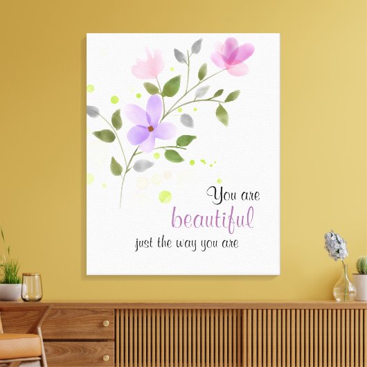 Je bent mooi zoals je bent canvas afdruk (Insitu (Woonkamer))