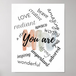 Je bent Motivatie woorden in spiratie Positiviteit Poster