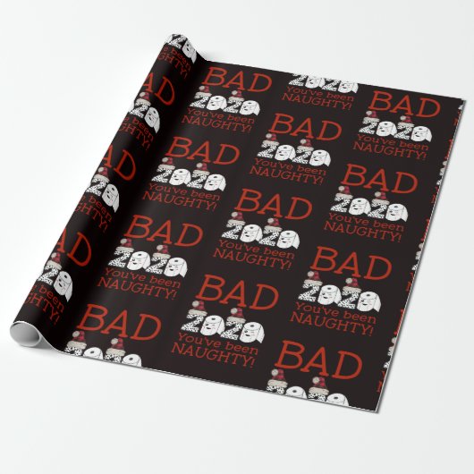 Je bent Naughty 2020 Quarantine Kerstmis. Cadeaupapier (Uitgerold)