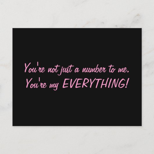 "Je bent niet alleen een nummer voor mij" Briefkaa Briefkaart (Voorkant)