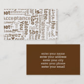 Je bent niet alleen een woordcollage visitekaartje (Voorkant / Achterkant)