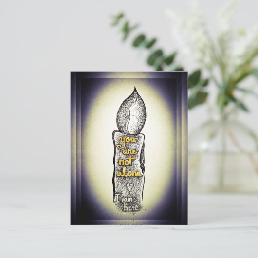 Je bent niet alleen kaars liefdevolle vriendschap  briefkaart (Staand voorkant)