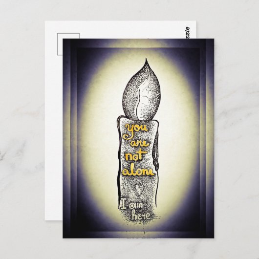 Je bent niet alleen kaars liefdevolle vriendschap  briefkaart (Voorkant / Achterkant)