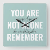 Je Bent Niet Alleen Onthoud Inspiratie Mint Vierkante Klok (Voorkant)