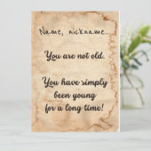"Je bent niet oud..." verjaardagskaart (Staand voorkant)