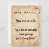 "Je bent niet oud..." verjaardagskaart (Voorkant)