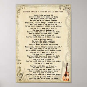 Je bent nog steeds de one song Lyric Guitar Print