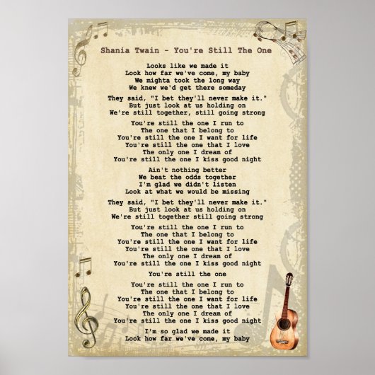 Je bent nog steeds de one song Lyric Guitar Print (Voorkant)