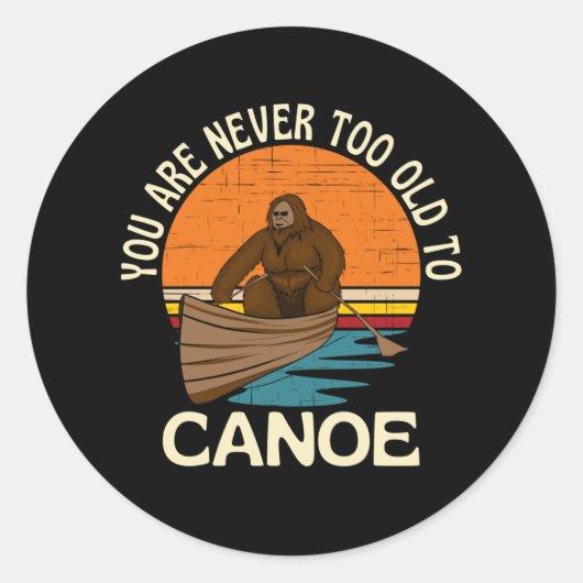 Je bent nooit te oud om te kanoen ronde sticker (Voorkant)