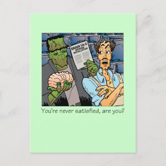 Je bent nooit tevreden briefkaart (Voorkant)