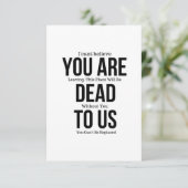 Je bent nu dood aan ons Magnet RSVP Kaartje (Staand voorkant)