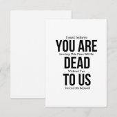 Je bent nu dood aan ons Magnet RSVP Kaartje (Voorkant / Achterkant)