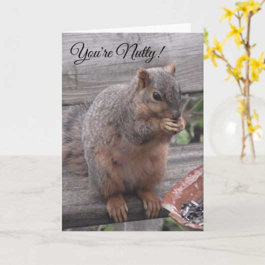 Je bent Nutty en ik vind het leuk. | Funny Squirre Kaart (Gele Bloem)