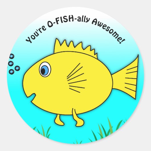 Je bent O-Fish-Geweldige zwemende goudvis Ronde Sticker (Voorkant)