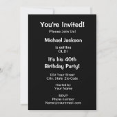 Je bent Old Black 40th Birthday Party Invitation Kaart (Achterkant)