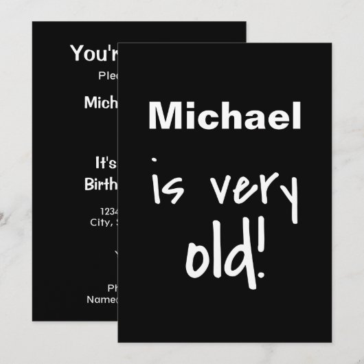 Je bent Old Black 40th Birthday Party Invitation Kaart (Voorkant / Achterkant)