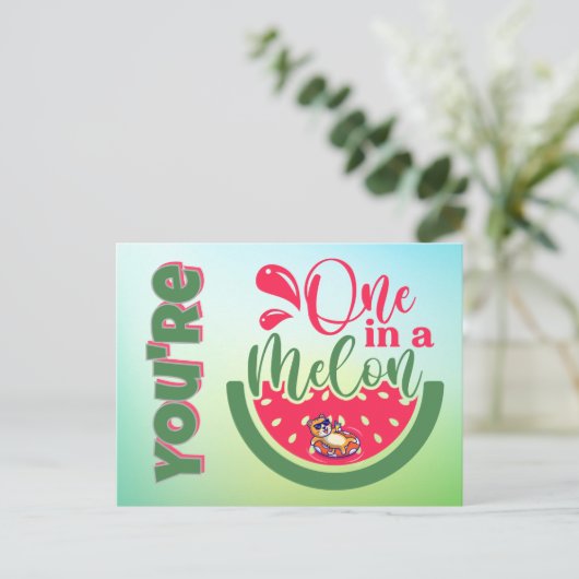 Je bent One in a Melon Cat aan het denken Briefkaart (Staand voorkant)