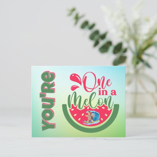 Je bent One in a Melon Turtle die aan je denkt Briefkaart (Staand voorkant)