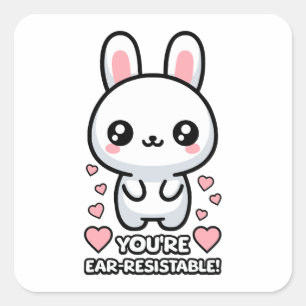 Je bent onweerstaanbaar! Schattigee Bunny Pun Cart Vierkante Sticker