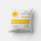 Je bent onze Sunshine - Nursery Birth Stats Pillow Kussen (Voorkant)