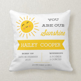 Je bent onze Sunshine - Nursery Birth Stats Pillow Kussen