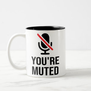 Je bent op de stomme, je bent Muted Tweekleurige Koffiemok
