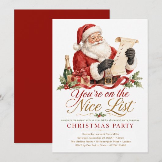 Je bent op het Kerstfeest van de Nice List Kaart (Voorkant / Achterkant)