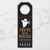 Je bent opgevoed Oranje en Black Halloween Flessenhanger (Voorkant)