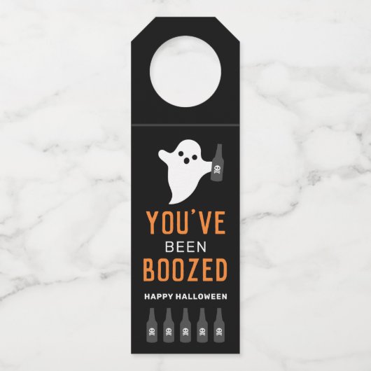 Je bent opgevoed Oranje en Black Halloween Flessenhanger (Voorkant)