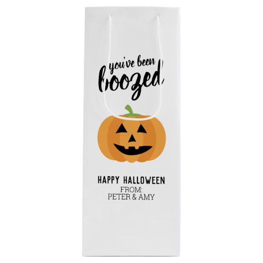 Je bent opgevoed - Pumpkin Halloween Party Wijn Cadeautas (Voorkant)