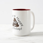 Je bent oud zoals... Happy Birthday | grappige poe Tweekleurige Koffiemok (Voorkant rechts)